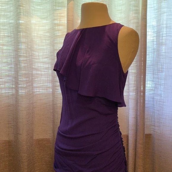 [EUC] BCBGMAXAZRIA 100% Silk Ruched Bodycon Dress - Picture 2 of 7